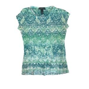 Vintage Y2K INC Top Baby Tee Blue Bedazzled Whimsical Fairy Small Shirt Green